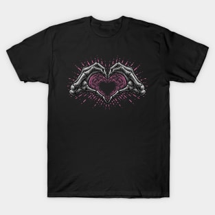 Skeleton Heart Hand Sign T-Shirt